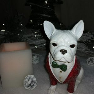 figurine bulldog blanc smoking
