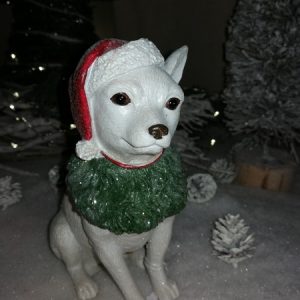 figurine chien blanc de noel