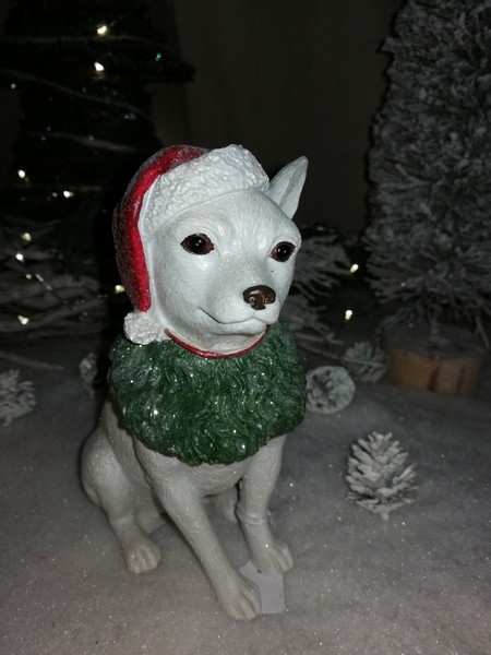 Figurine Chien Blanc de Noël - A la Florière